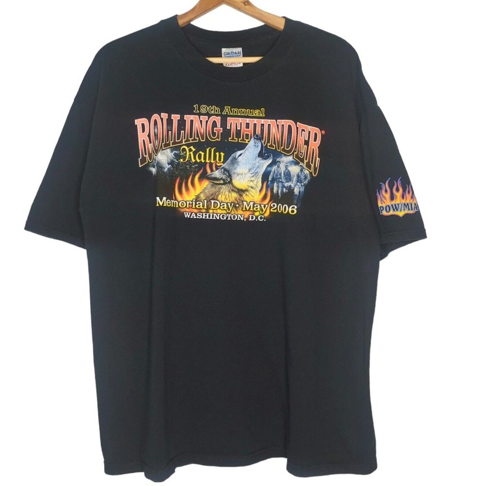 Rolling Thunder Motorcycle Rally 2006 Mens XL T Shirt Black Washington DC Wolf